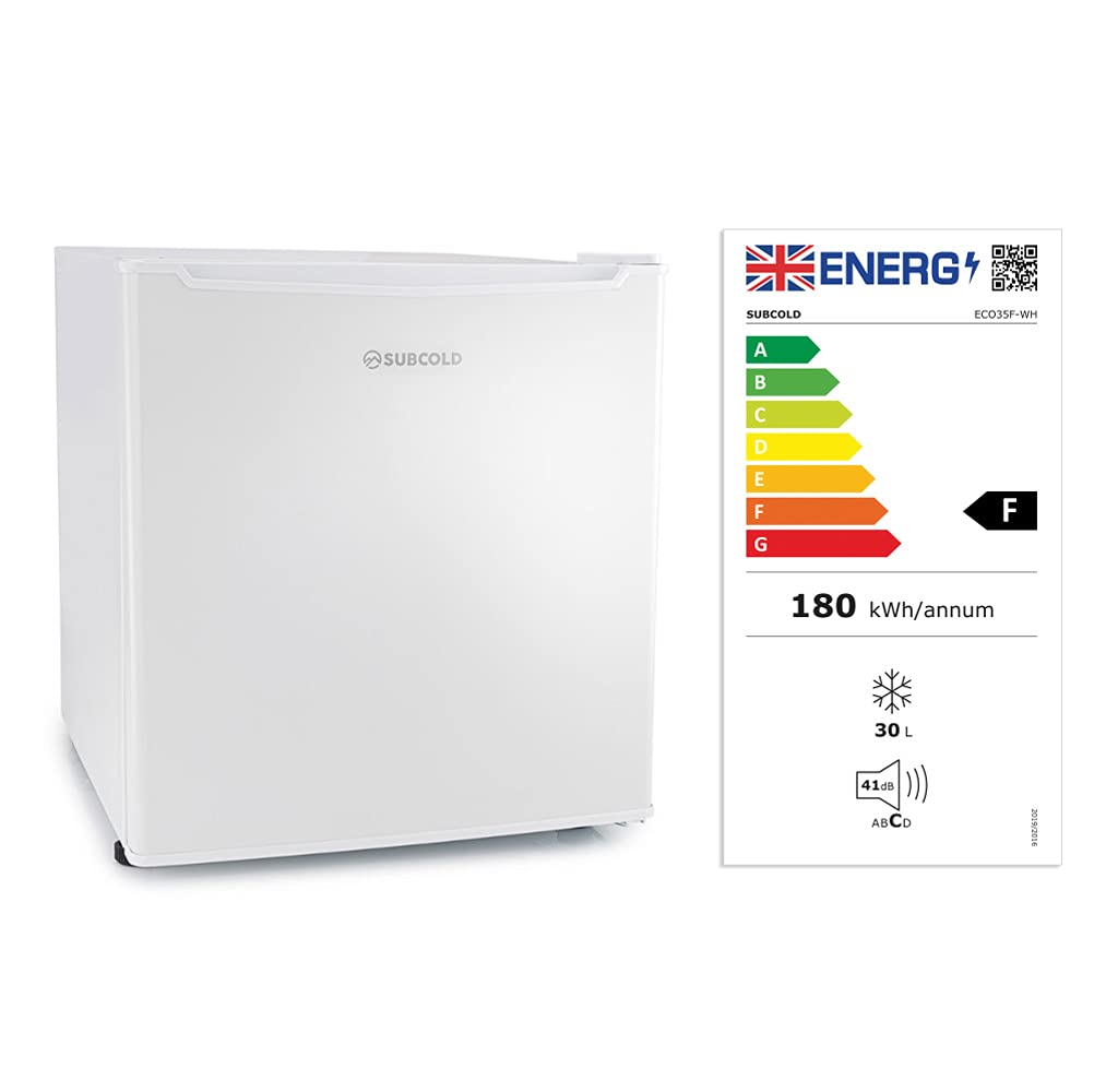 Subcold Eco35F Mini Freezer | 4-Star Table Top Freezer | Small Energy Efficient Mini Freezer | Adjustable Thermostat & Reversible Door | Customisable Storage Removable Shelf (White) (Renewed) — view 7