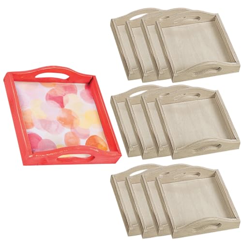 Fun Express Wooden Tray Small Square Set of 12