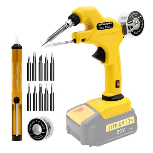 ELMCONFIG Cordless Soldering Iron Kit, 30W Soldering Gun with 50g 0.04’’ Solder Wire & 10pcs Solder Tips & Solder Aspirator, Suitable for Dewalt 18V/20V Max Li-ion Battery, for Repairing Welding