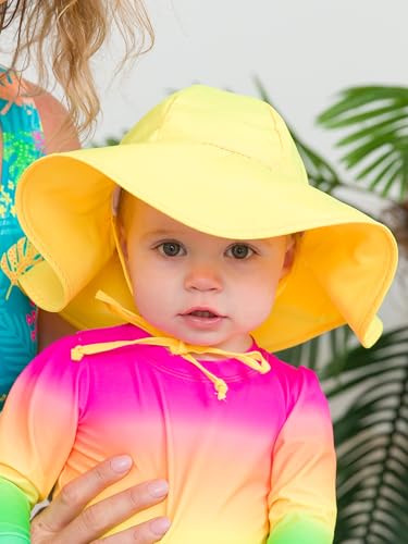 Image of RuffleButts Baby-Girls Sun Hat Floppy Wide Brim UPF 50+ - Baby Sun Hat with Sun Protection