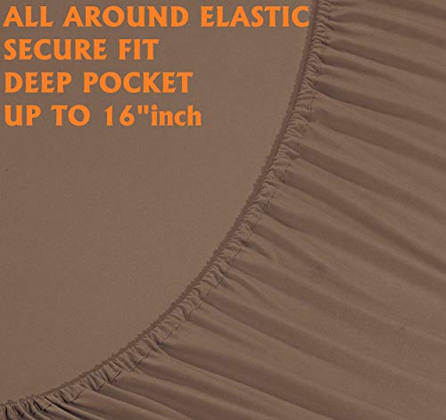 Elegant Comfort Luxury Soft Bed Sheets 1500 Premium Hotel Quality Microfiber Softness Wrinkle and Fade Resistant (6-Piece) Bedding Set, King, Warm Taupe