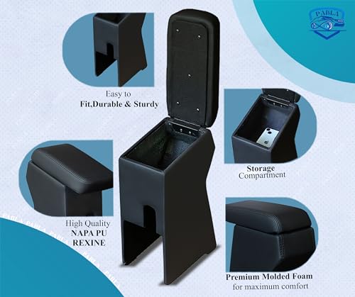 Image of PABLA 2.0 High-End Car Center Armrest with Storage Compartment and Ultimate Comfort for TATA ALTROZ (Black)
