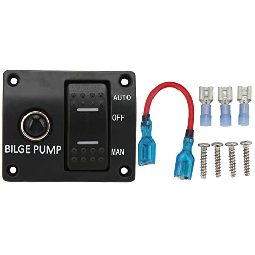 Bilge Pump Switch Panel, Built in Holder with 15A Circuit Breaker, for Boat Yacht