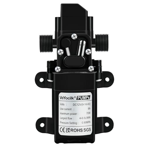 VeYocilk DC 12V Water Pump,1GPM 4L/Min G1/2' 20mm Diaphragm Pump with Pressure Switch for Pumping Water