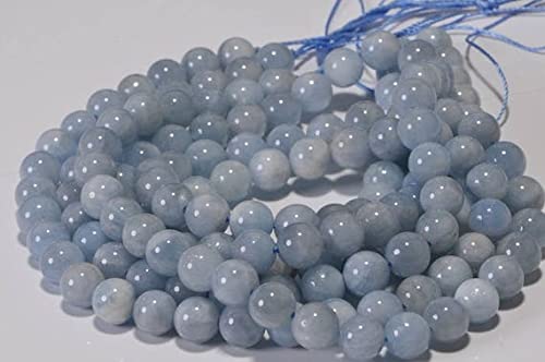 Perles aigue-marine 8mm fil régulier pour enfilage facile de bracelet