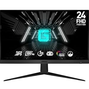 MSI G2412F Monitor Gaming 23,8″ FHD – Pannello Rapid IPS (1920 x 1080), 180 Hz / 1 ms (GtG), Gamma di colori 107% sRGB, Adaptive Sync – DP 1.2a, HDMI 2.0b CEC