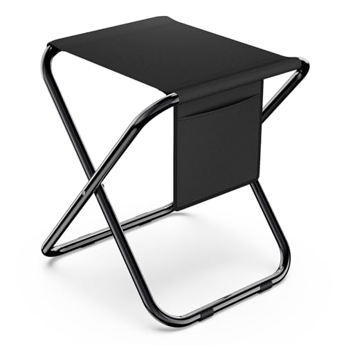 Simple Deluxe 14.4" Folding Camping Stool, 300 lbs, Black