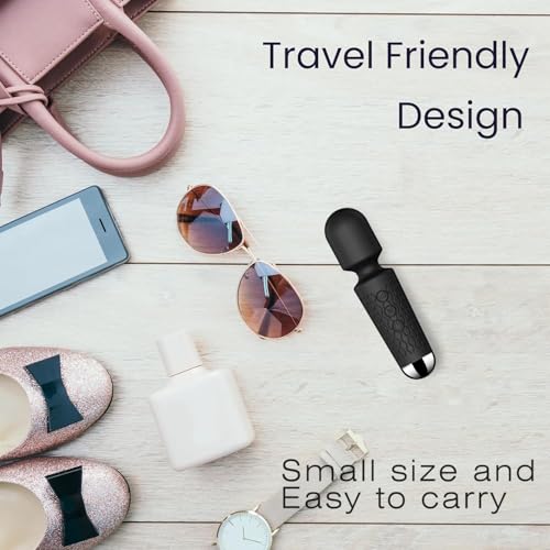 Image of Powerful Cordless Mini Massager, Handheld Vibration Massage Wand for Back Neck Legs, Personal 8 Speeds 20 Modes, Portable for Home Travel (Black)