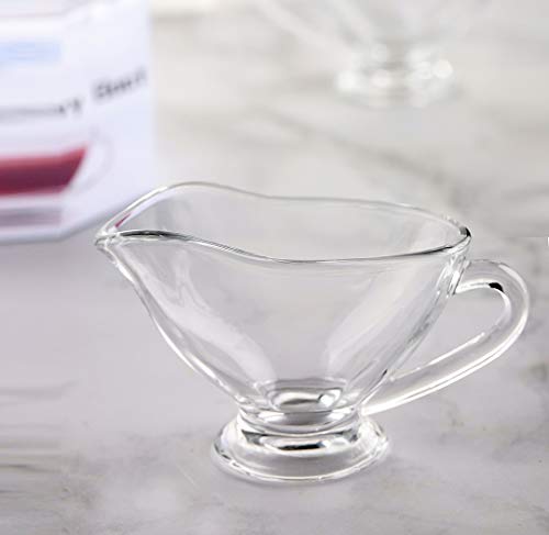 SET OF 2 Sauce Glass Gravy Boat - Large 10 oz with Handle Kitchen Glassware Serving Utensils for Dining, Warming Sauces, Salad Dressing, Best Selling Gifts & Home Decor Saucy boat