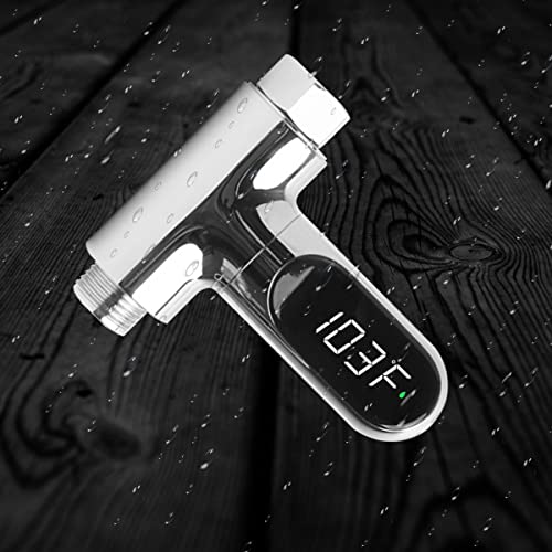 Shower Thermometer,Led Digital Display 360°Rotating Screen Baby Bath Water Power Support Fahrenheit Celsius Home Bathroom Kitchen Water Thermometer for Shower Bath Handheld Sprinkler Head