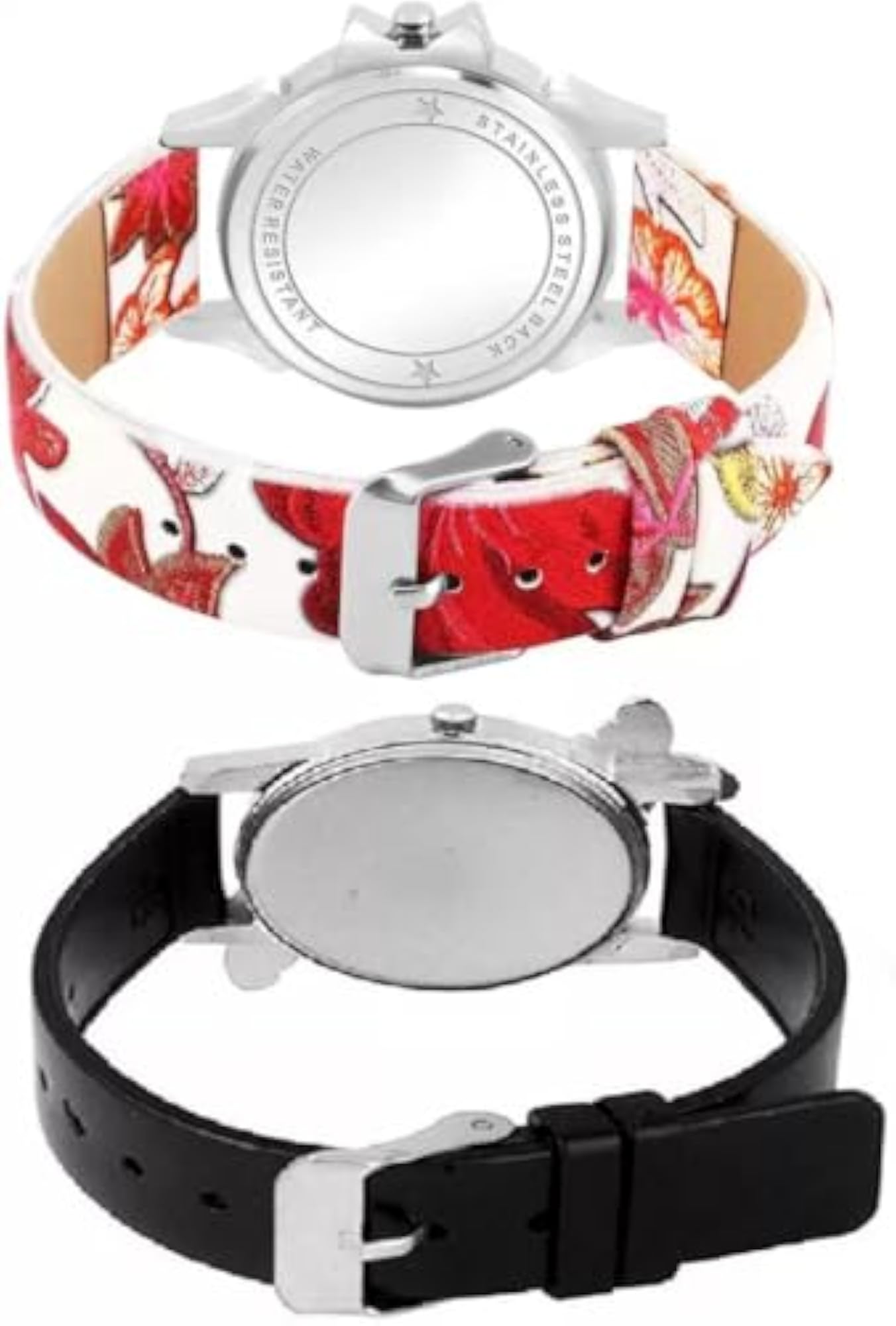 Girls' Stylish Analog Watch with Silicone & Leather Strap