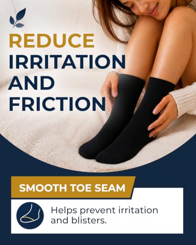 Image of Pembrook Bamboo Viscose Diabetic Socks for Women & Men - 6 Pairs Ankle Socks for Swollen Feet | Neuropathy Socks