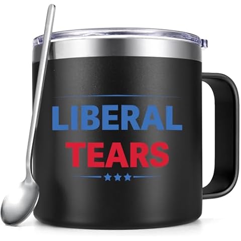 Gtmileo Liberal Tears Mug-14oz Stainless Steel Insulated Coffee Mug, Conservative Republican Gifts for Men, Birthday Christmas Gifts for Men, Funny Gift for Friends and Colleagues, Black Cover