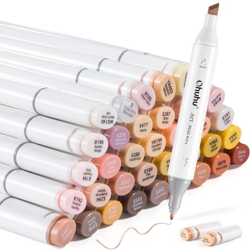 Ohuhu Alcohol Markers Skin Tones Set, 36 Colors, Refillable