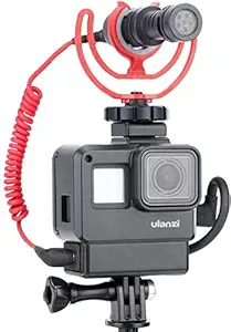 ULANZI V2 Vlogging Protective Housing Case Shell - Frame Cage with Cold Shoe Mount for Microphone LED Video Light, Compatible with GoPro Hero 5 6 7,Action Camera Accessories