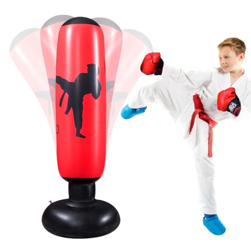 160 cm inflatable punching bag, punching bag for children aged 5 and over, standing children's punching bag for children adults practicing karate, taekwondo, outdoor martial arts practice, instant bounce back punching bag