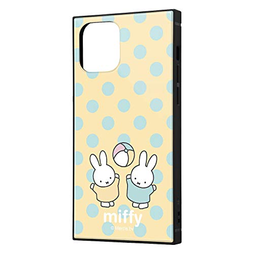 イングレム iPhone 12 iPhone 12 Pro ミッフィー 耐衝撃 ハイブリッド ケース カバー KAKU ストラップ ホール 付き スクエア 軽量 水玉_イエロー IQ-BP27K3TB/MF007