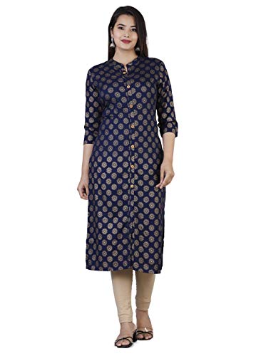 Image of Rayon Knee Length Printed Straight Kurti for Women | Kurtas for Women | Women Kurta | Round Neck Full Sleeves Short Kurti for Women's