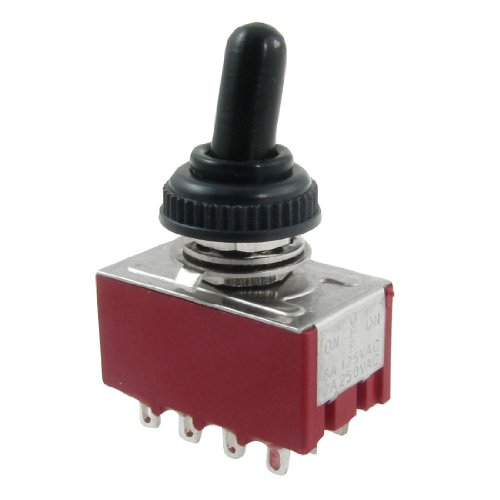 Uxcell Ac 250V 2A 125V 6A On/Off/On 4Pdt Toggle Switch With Waterproof Boot #TOP26