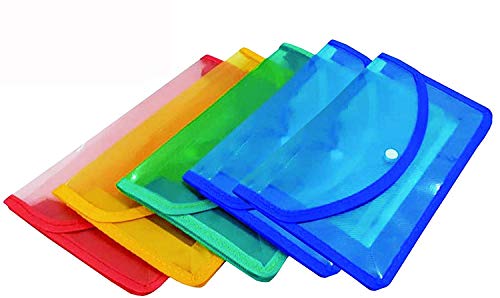 SAMRAT Plastic Flexi Button Bag Cheque Book Holder/Document Holder/Passbook Holder 6 INCH X 10 INCH (Pack of 5) – Multicolour