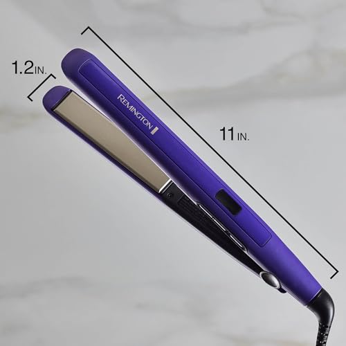 Image of Remington 1 inch flat iron, anti-static hair straightener technology, 30 second heating and 60 minute automatic shut-off, 30% longer ceramic floating plates