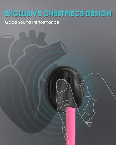 Image of Single Head Stethoscope for Nurses /Nursing School Students /Doctors | Pink Tube Essential Estetoscopio for Medical BP Monitoring & Home Use, with Accessories Name Tag & without EVA Case