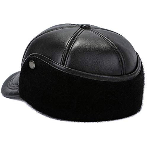 قبعة شتوية مع اغطية اذن للرجال والنساء من زوكسياو، مقاومة للرياح ومقاومة للماء، قبعة بيسبول دافئة وناعمة للجنسين، قبعة فرو روسي من الجلد الحقيقي، هدية لكبار السن، احمر، XL