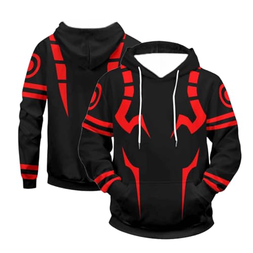 MEADOO Anime JJK Cosplay Pullover Sweatshirt Jujutsu Yuuji Hoodie For Unisex 3D Novelty Hooded Sweater Jacket Coat (2XL Black)