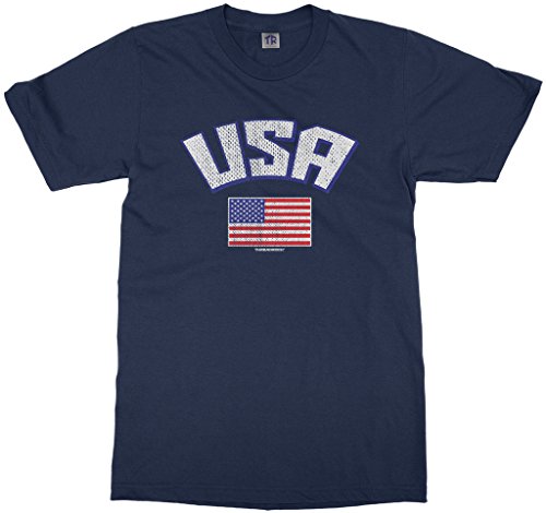 Threadrock Big Boys' USA American Flag Youth T-Shirt M Navy
