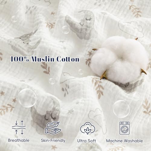 Image of PHF Soft Muslin Cotton Baby Sleep Sack 0-6 Months, 2 Pack 100% Cotton Sleeping Sack for Summer, 0.5 TOG Baby Wearable Blankets with 2-Way Zipper, Sleep Sacks for Girls Newborn, Sheep