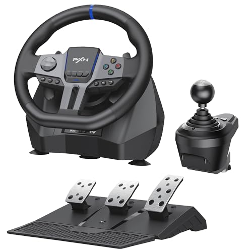 PXN V9 Gen 2 Racing Wheel with Hall Effect Pedals and Shifter, Gaming Steering Wheel for PC, Xbox Series X|S, Xbox One, PS4, Magnetic Sensor, 270&deg;/900&deg; Quick Switch, App Tuning