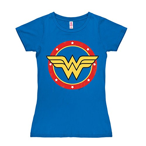 Logoshirt DC Comics I Wonder Woman I Circle Logo I T-Shirt Print I Damen I kurzärmlig I blau I Lizenziertes Originaldesign I Größe M