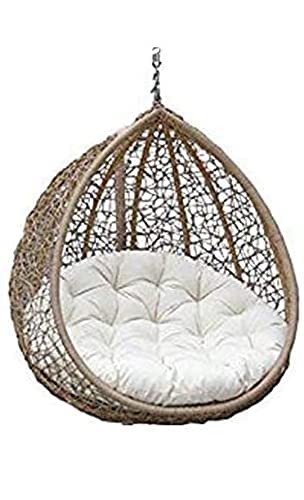 BRIGHT FURNITURE Single Seater Metal Swing Chair Without Stand For Home & Cushion & Hook Outdoor Indoor | Balcony| Garden | Living Room| Garden |Patio |Home Improvement|(Golden Swing & White Cushion)-image-13