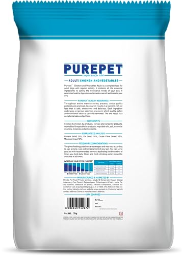 Image of Purepet Chicken and Vegetables Adult Dog Food, 9 kg and Purepet Meat and Rice Dog Adult, 10kg