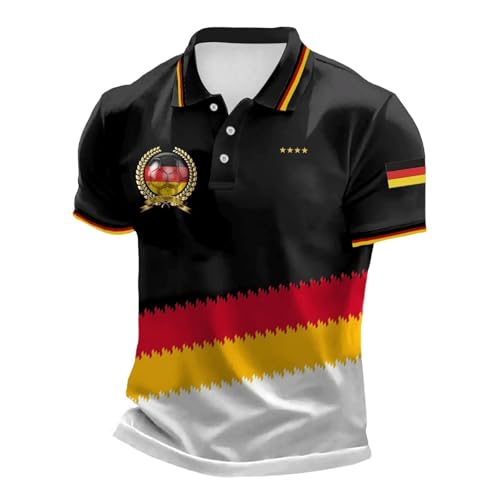Poloshirt Alemania 2026 Mundial Polos para Hombre con Estampado de Bandera Alemana Fútbol Alemania Retro Deporte Camiseta de Fanático Polo Polocálidamente Camiseta Deportiva Respirable, M