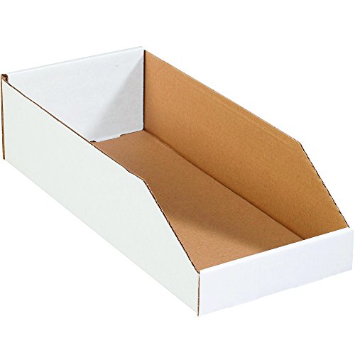 Image of Box USA BBINBWZ818 Open Top Bin Boxes, 8 x 18 x 4 1 /2, Oyster White (Pack of 50)