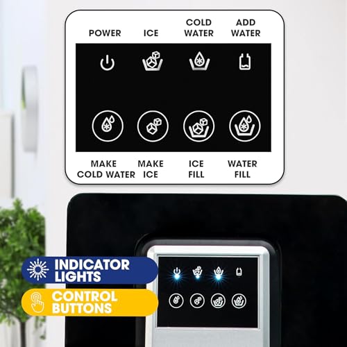Bottom Loading Water Dispenser Cooler with Ice Maker 18lbs Daily Capability Perfect for Home Office Black (Without HOT Water)