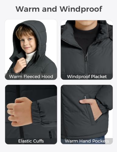 Image of wantdo Boys' Winter Coat Waterproof Puffer Jacket Parka with Removable Hood