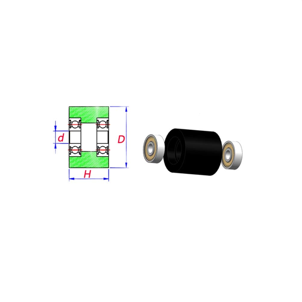 Productos de transmisión potencia, rodamiento PU 6800, eje 10 x 30 20 mm, rodillo polea con dos rodamientos, poliuretano bajo ruido for máquinas expendedoras, bolas(10Pcs)