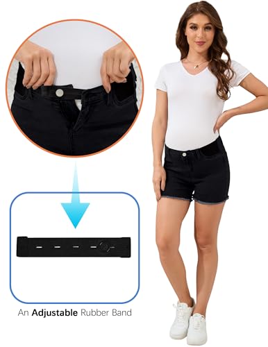 Image of PACBREEZE Women's Maternity Mid-Rise Stretch Denim Shorts Trendy Soft Frayed Hem Pregnancy Shorts, S-XXL