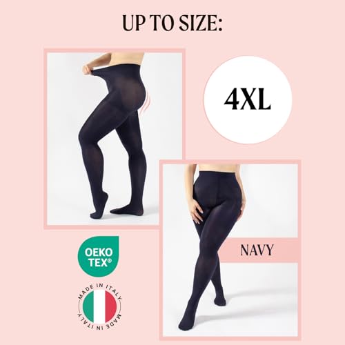 Image of CALZITALY Opaque Shaping Tights | S, M, L, XL, XXL, 3XL, 4XL | Blue, Black | 80 DEN | Made in Italy