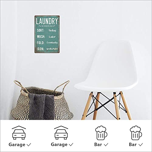 Putuo Decor Funny Laundry Room Decor Metal Tin Sign 12" X 8" (Laundry Schedule) #TOP4