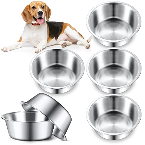 Yahenda 6 Pcs Stainless Steel Metal Dog Bowls Replacement Basic Dog Bowls Thickened Water Bowls Set Travel Kennel Food Dish Bowls No Spill for Small Medium Large Dogs, Dishwasher Safe(11 Inch)
