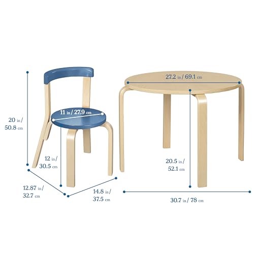 Image of ECR4Kids Bentwood Table and Curved Back Chair Set, Kids Furniture, Contemporary, 5-Piece
