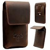 BULLMIND Phone Holster Leather for iPhone 14/13 Pro Max, Samsung Galaxy S23+ S22+ S21+ Leather Cell
