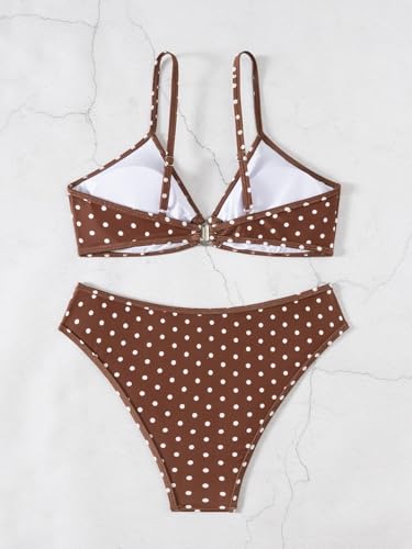 Image of Fanuerg Women's Triangle Bikini Sets O Ring Linked Two Piece Swimsuits Floral Printed Cheeky Bathing Suit
