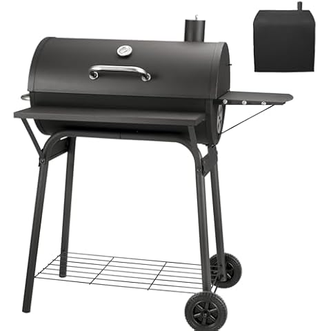 Kendane Barrel Charcoal Grill, Large Charcoal Grills with Front and Side Shelf, 627 Square Inches Cooking Grid, Outdoor BBQ Grill, Perfect for Backyard Camping, Patio Parties, and Picnics Cover
