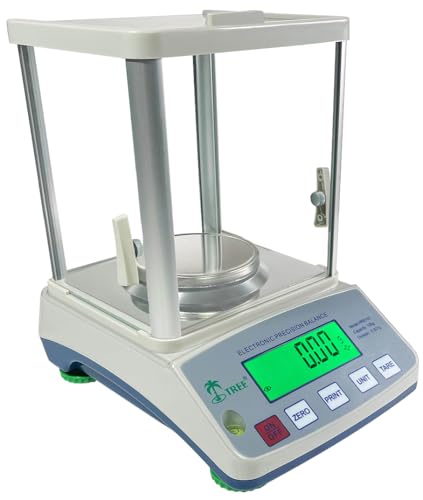 TREE HRB 303 Precision Lab Balance, 300g x 0.001g, Four-Sided Draft Shield, Backlit LCD Display, Ideal for Precise Weighing in Laboratories