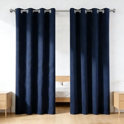 Rideaux opaque haut de gamme bleu marine thermique isolant à oeillets