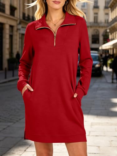 Image of ANRABESS Womens Long Sleeve Half Zip Mini Dress